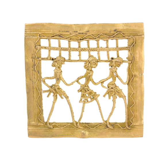 Brass Indian Culture Square Bastar Art KBH05214
