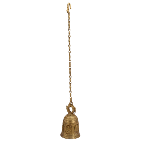 Brass Ganesh Laxmi Saraswati Wall Hanging Bell KBH05320
