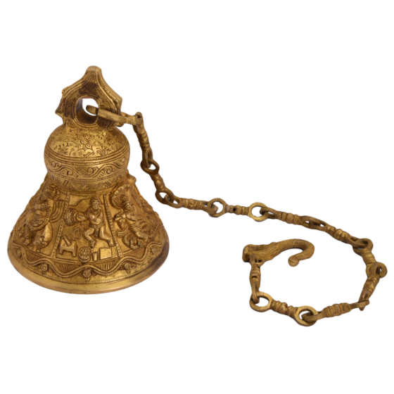 Brass Radha Krishna Wall Hanging Bell KBH05321