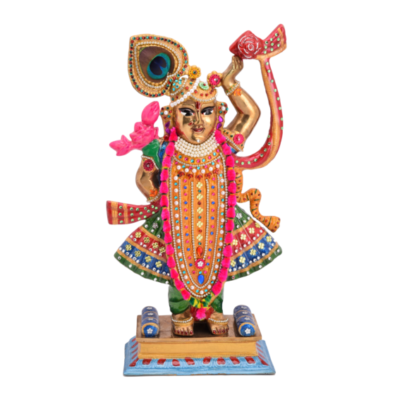 Brass Shreenathji Statue with Colour Work Idol KBH05387