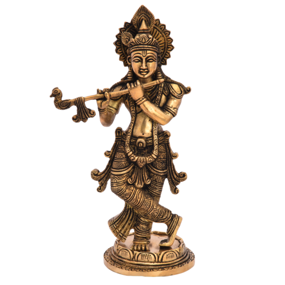 Brass Krishna Standing Idol KBH05399