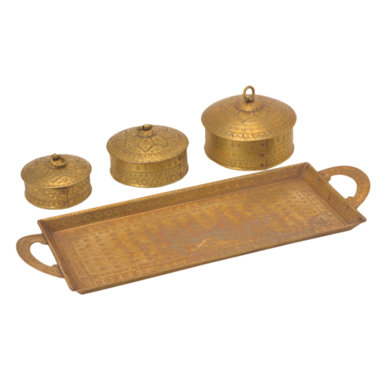 Brass Tray with 3 Box Organizer KBH05902