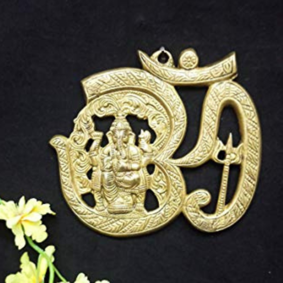 Brass Om Ganesh Wall Hanging KBH06490