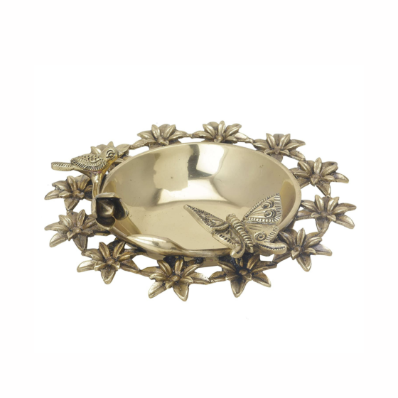 Brass Butterfly Sparrow Flower Urli KBH06499