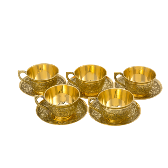 Brass Cup & Saucers Set KBH06584