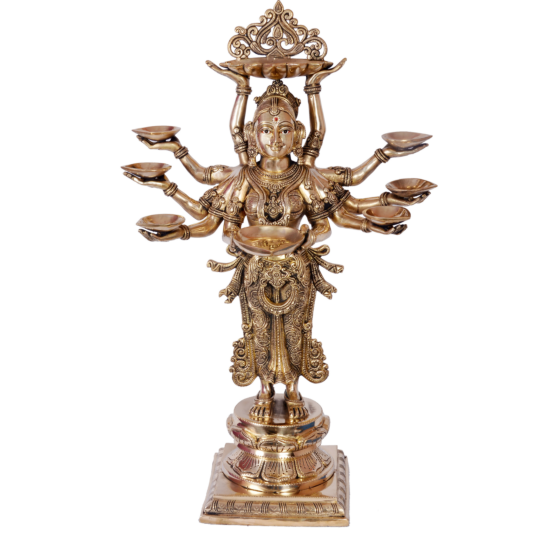 Brass Dashabhuja Deep Lady Statue KBH06710