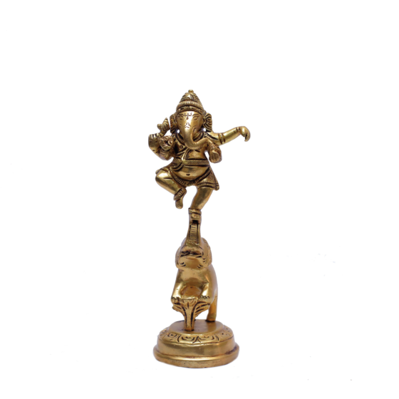 Brass Dancing Ganesha on Elephant KBH07001
