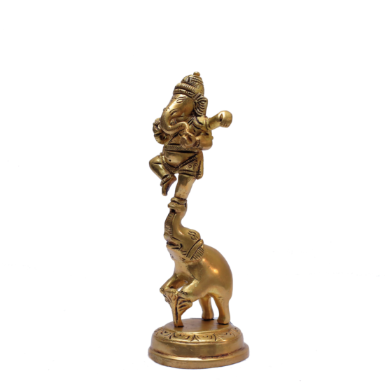 Brass Dancing Ganesha on Elephant KBH07001