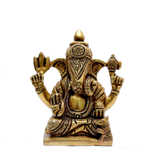 Brass Srimant Dagdusheth Halwai Ganesha Idol KBH07005