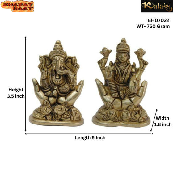 Brass Hand Ganesh-Lakshmi Pair BH07022