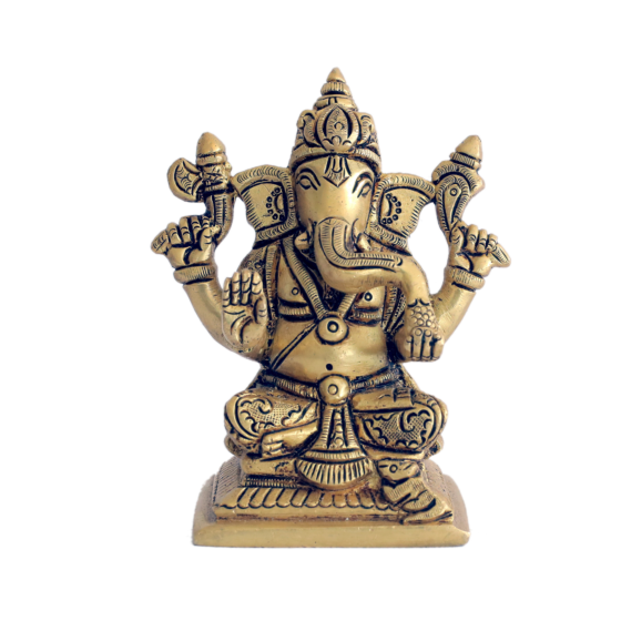 Brass Square Base Ganesh KBH07190
