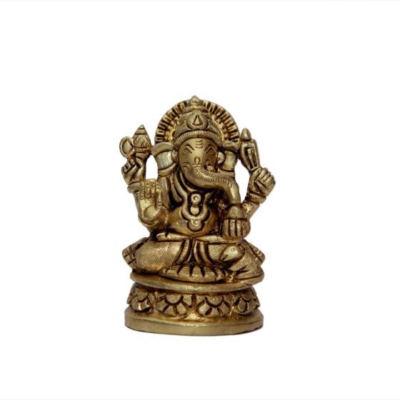 Brass Ganesh Round Base Flower KBH07197