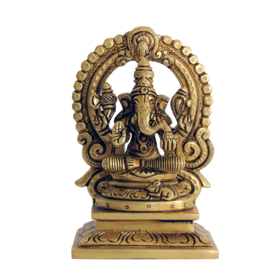 Brass Kaman Ganesh Sitting KBH07217