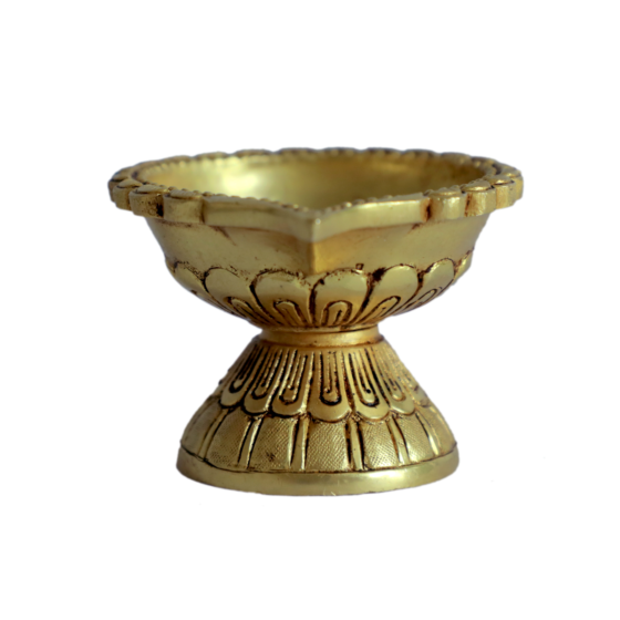 Brass Diya Oil Lamp with Round Base KBH07251