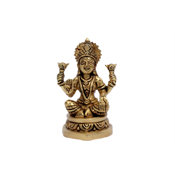 Brass Laxmi Ji on Heart Shape Base Idol KBH07261