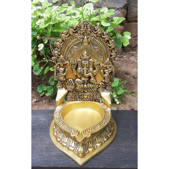 Brass Diya with Ganesh BH07346