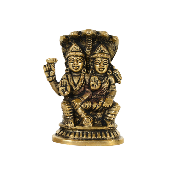 Brass Vishnu Laxmi Sitting on Shesnag statue  KBH07384