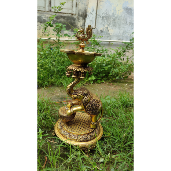 Brass Bird Elephant Diya KBH07437