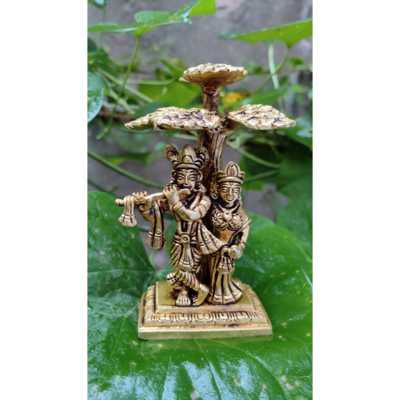 Brass Radha Krishna Idol Under Tree BH07467