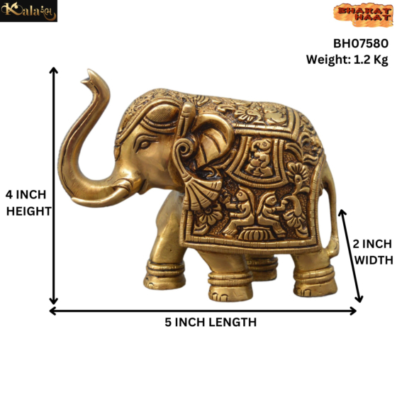 Brass Elephant, Handcrafted Decorative Figurine KBH07580