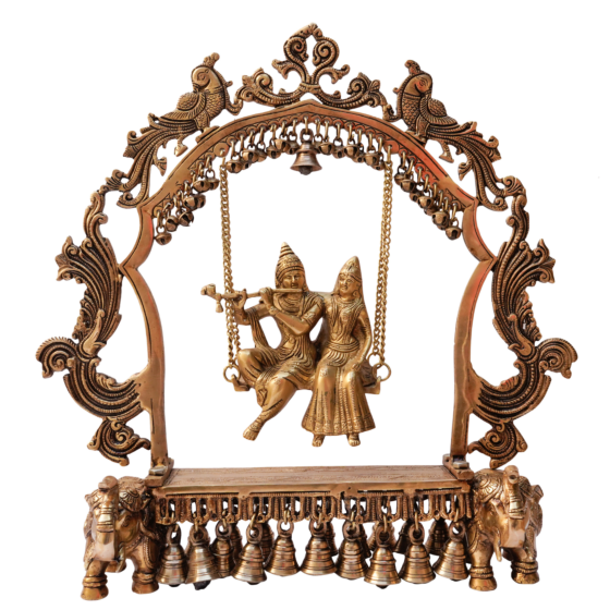 Brass Radha Krishna Jula Idol Set KBH07696