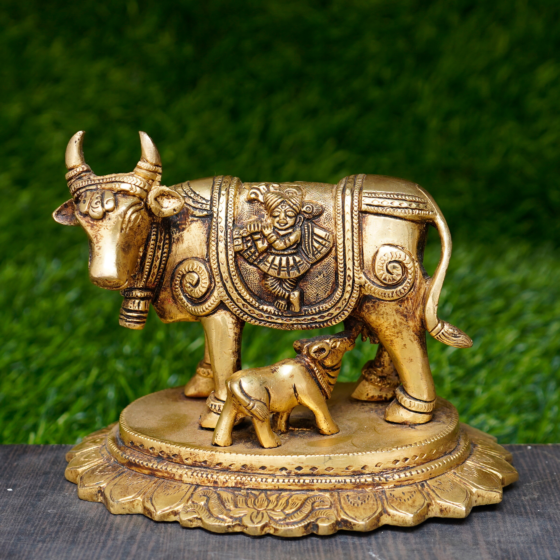 Brass Cow & Calf statue KBH07767