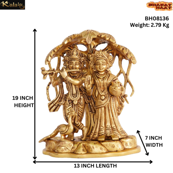 Brass Radha Krishna Under Tree KBH08136