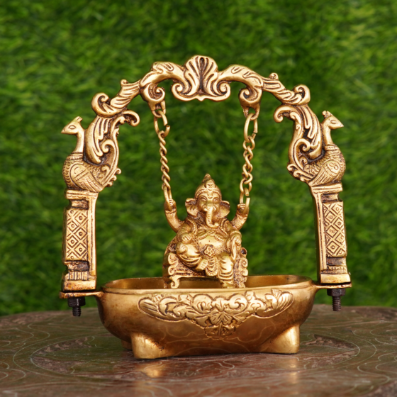 Brass Bowal Ganesh Jhulla 8 Inch KBH08141