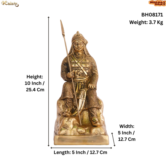 Brass Maharana Pratap 10 Inch KBH08171