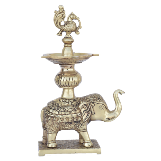 Brass Elephant Peacock Diya KBH08225
