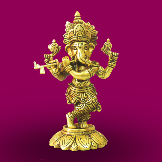 Brass Murli Ganesh Idol KBH08642
