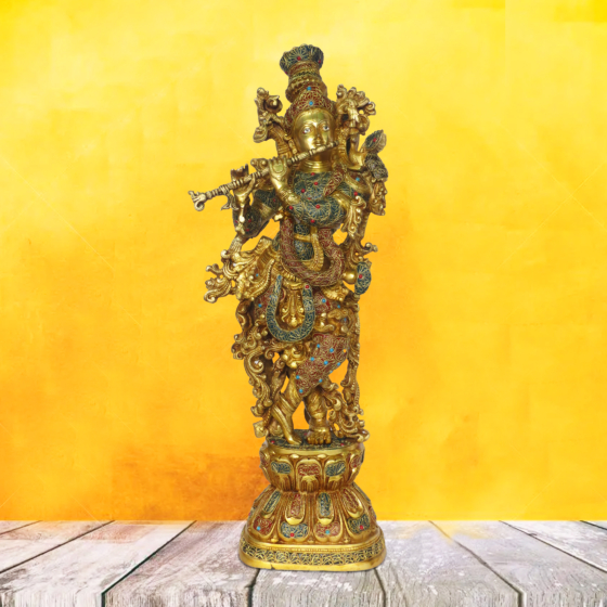 Brass Krishna Statue KBH08665