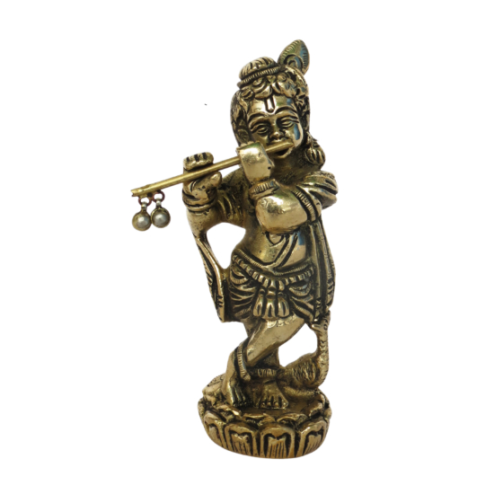 Brass Lord Krishna Standing Idol KBH08697