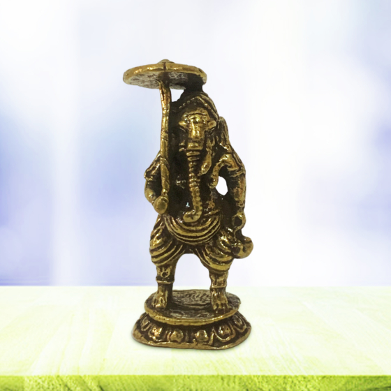 Brass Small Ganesha Vaman Avtar | Umbrella Ganesh KBH08732