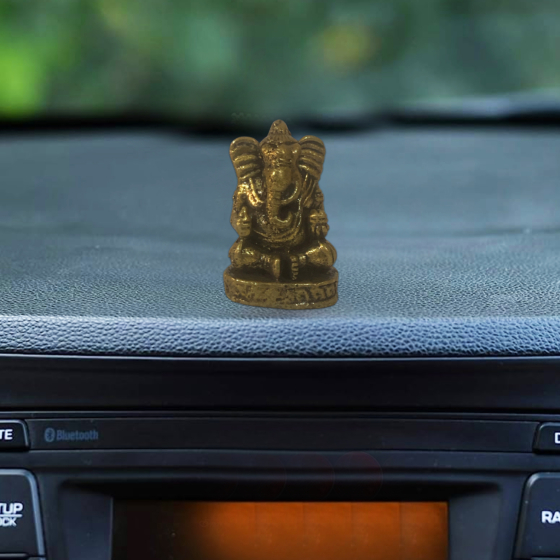 Brass Ganesh Small for Car Dashboard  KBH08763
