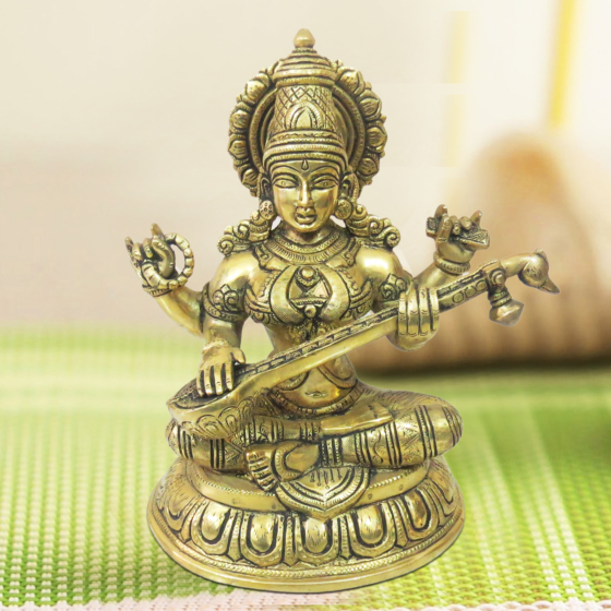 Brass goddess saraswati Statue  KBH08780