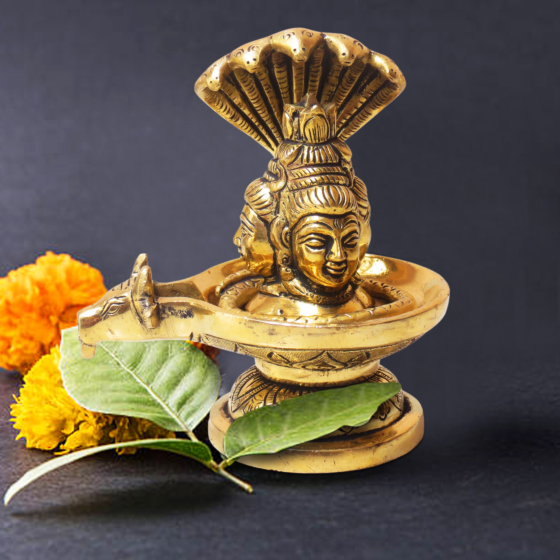 Brass Shivling with Sheshnag 5 Inch KBH08788