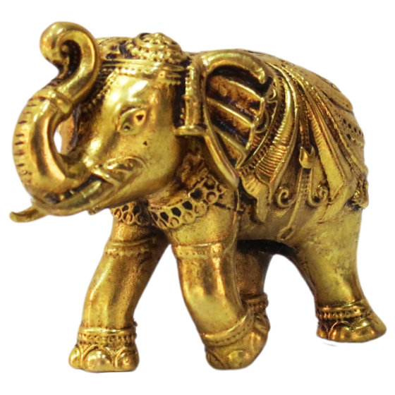 Small Brass Elephant Statue for Home Decor, Office Desk, Temple & Vastu Decoration, BH09204