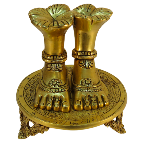 Brass Lakshmi Charan Paduka  8 Inch KBH09363