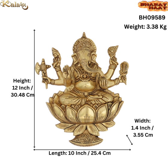 Brass Ganesha Wall Hanging 12 Inch KBH09589