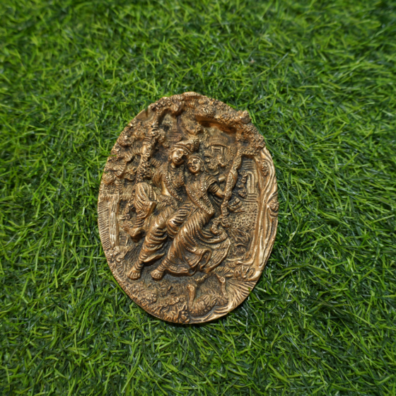 Brass Radha Krishna Plate Wall Hanging KBH09705