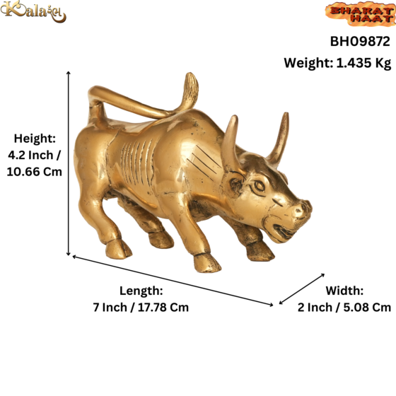 Brass Bull Statue  7 Inch KBH09872