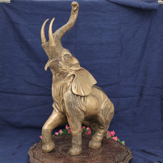 Large Brass Wild Elephant Statue for Home Decor BH09902