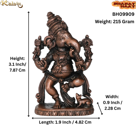 Copper Ganesha Idol  3 Inch KBH09909