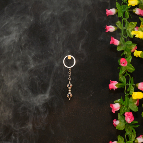 Brass Tibetan Dorjee  Vajra KeyChain with Ring  KBH09960