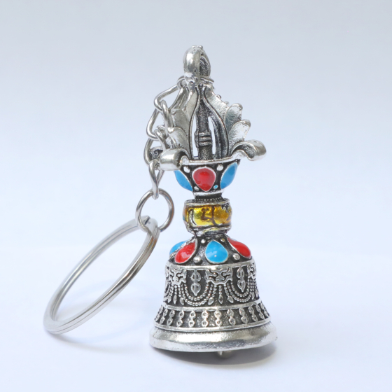 Brass Tibetan Prayer Bell KeyChain with Ring 2 Inch KBH09962