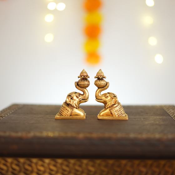 Brass Elephant Set Of two 3 Inch KBH09984
