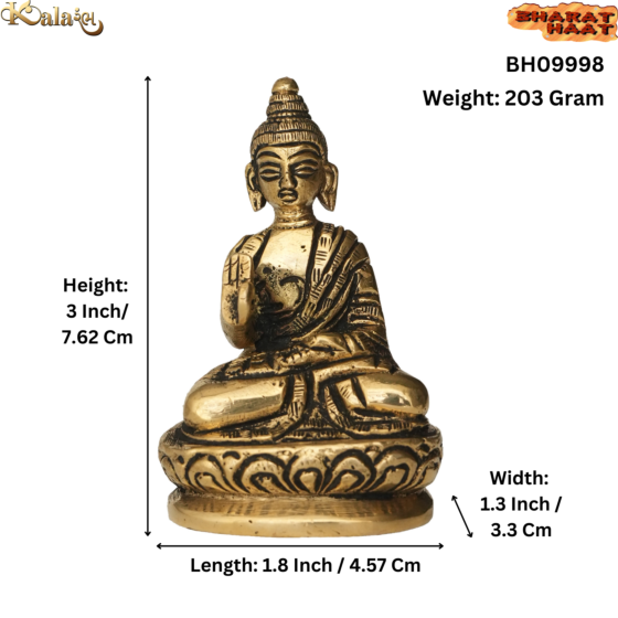 Brass Buddha Idol  3 Inch KBH09998