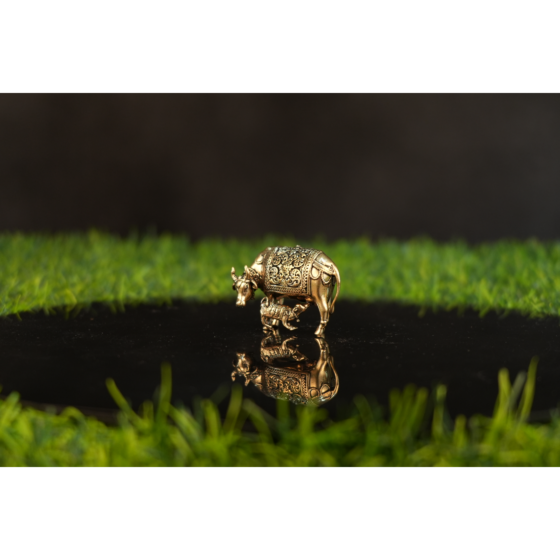 Brass Cow and Calf Statue KBH10040