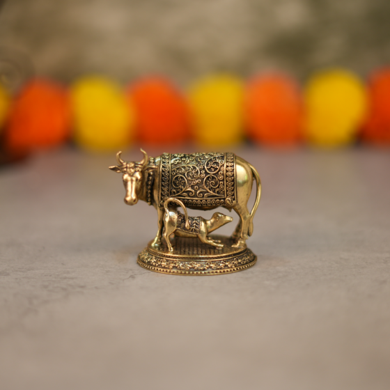 Brass Cow & Calf statue KBH10255